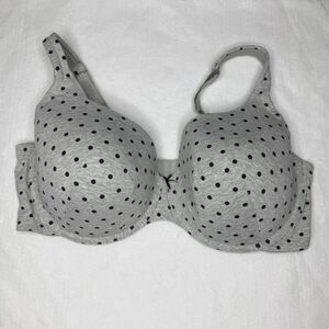 Cacique 46DDD Gray Polka Dot Full Coverage Bra Lightly Lined Plus Size